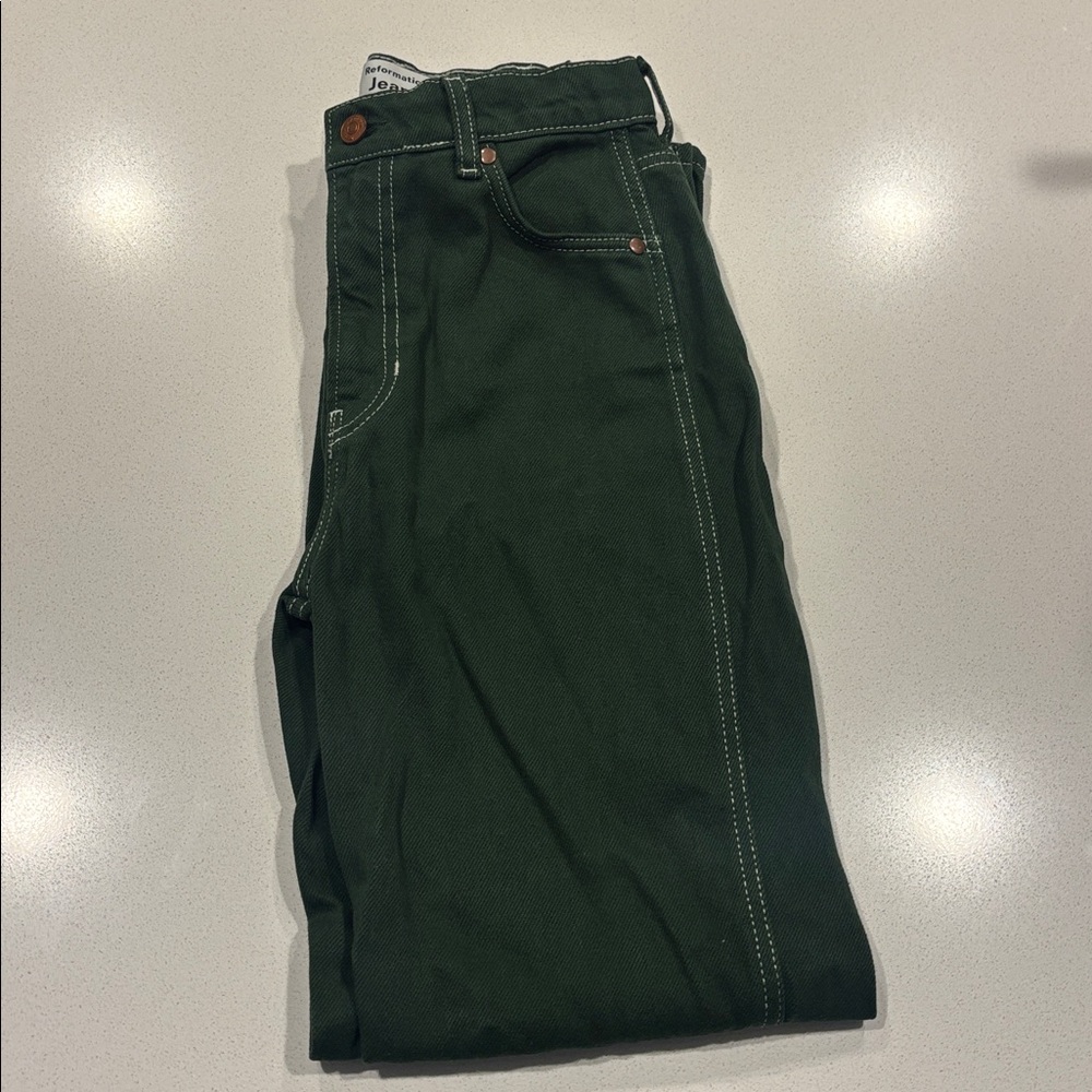Reformation Cowboy Straight Jeans Emerald Size 25 - Picture 3 of 4